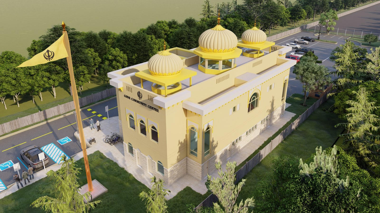 GSDR New Gurudwara Aerial Overhead Perspective